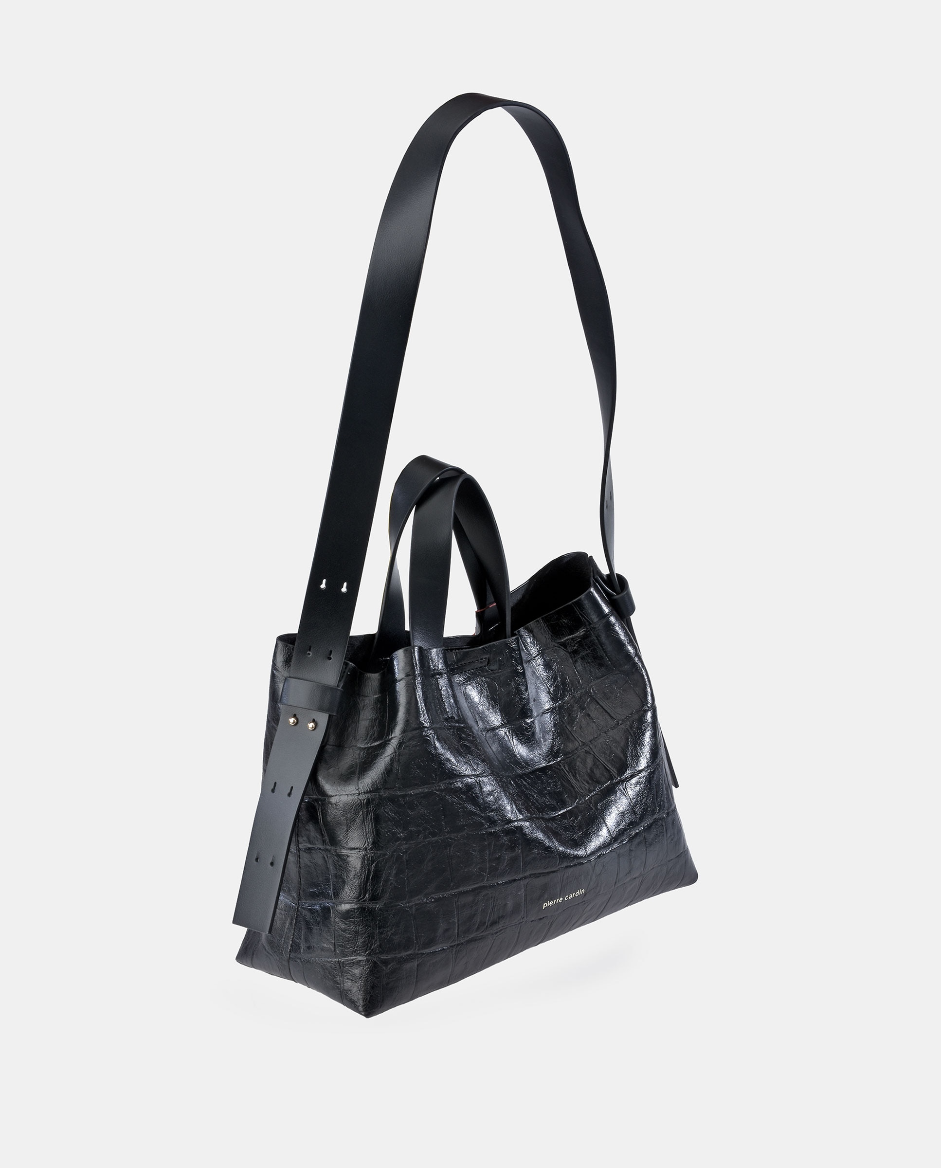Bolso carryall Pierre Cardin en P.U. grabado coco - Negro Negro-2