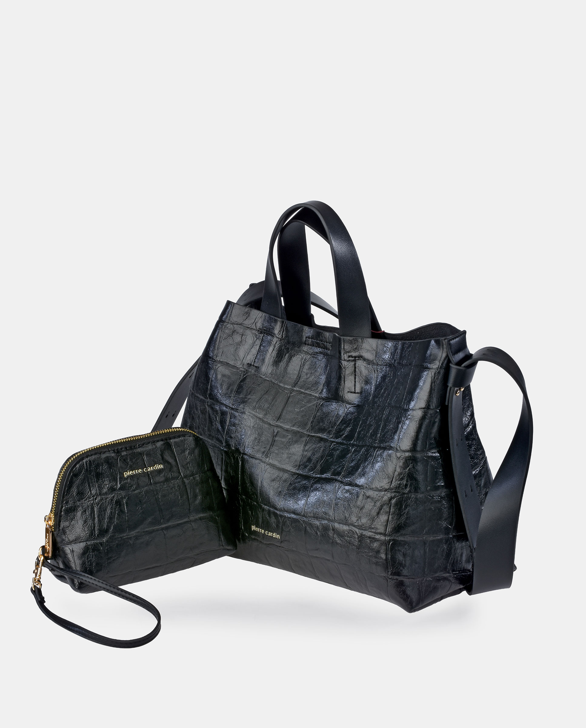 Bolso carryall Pierre Cardin en P.U. grabado coco - Negro Negro-3