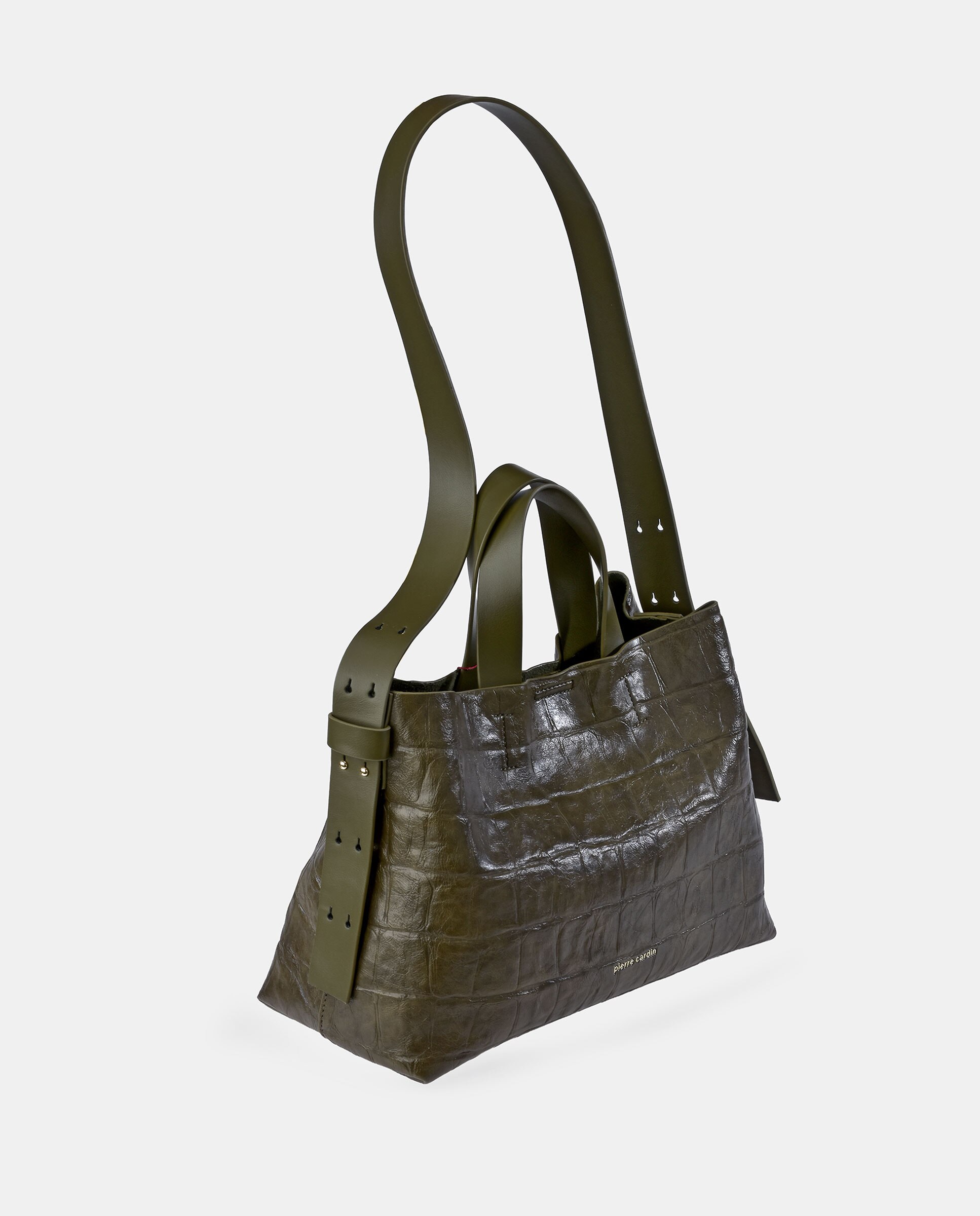 Mala Carryall em P.U. com Efeito Crocodilo Verde-2