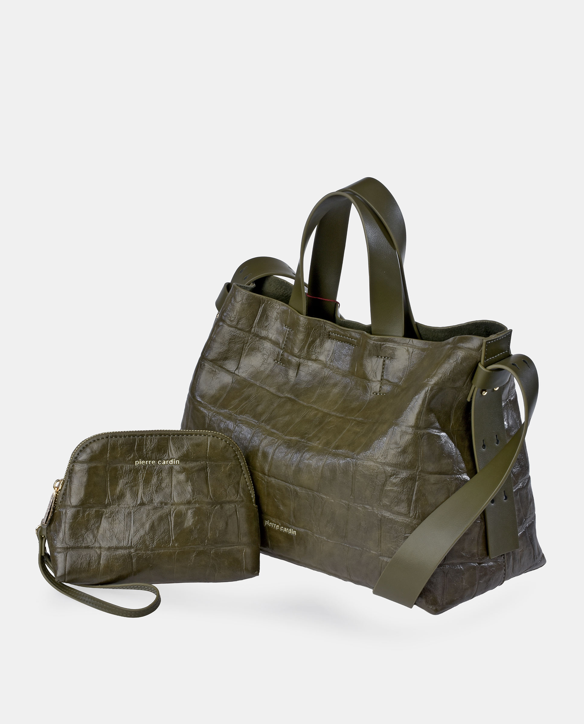 Mala Carryall em P.U. com Efeito Crocodilo Verde-3
