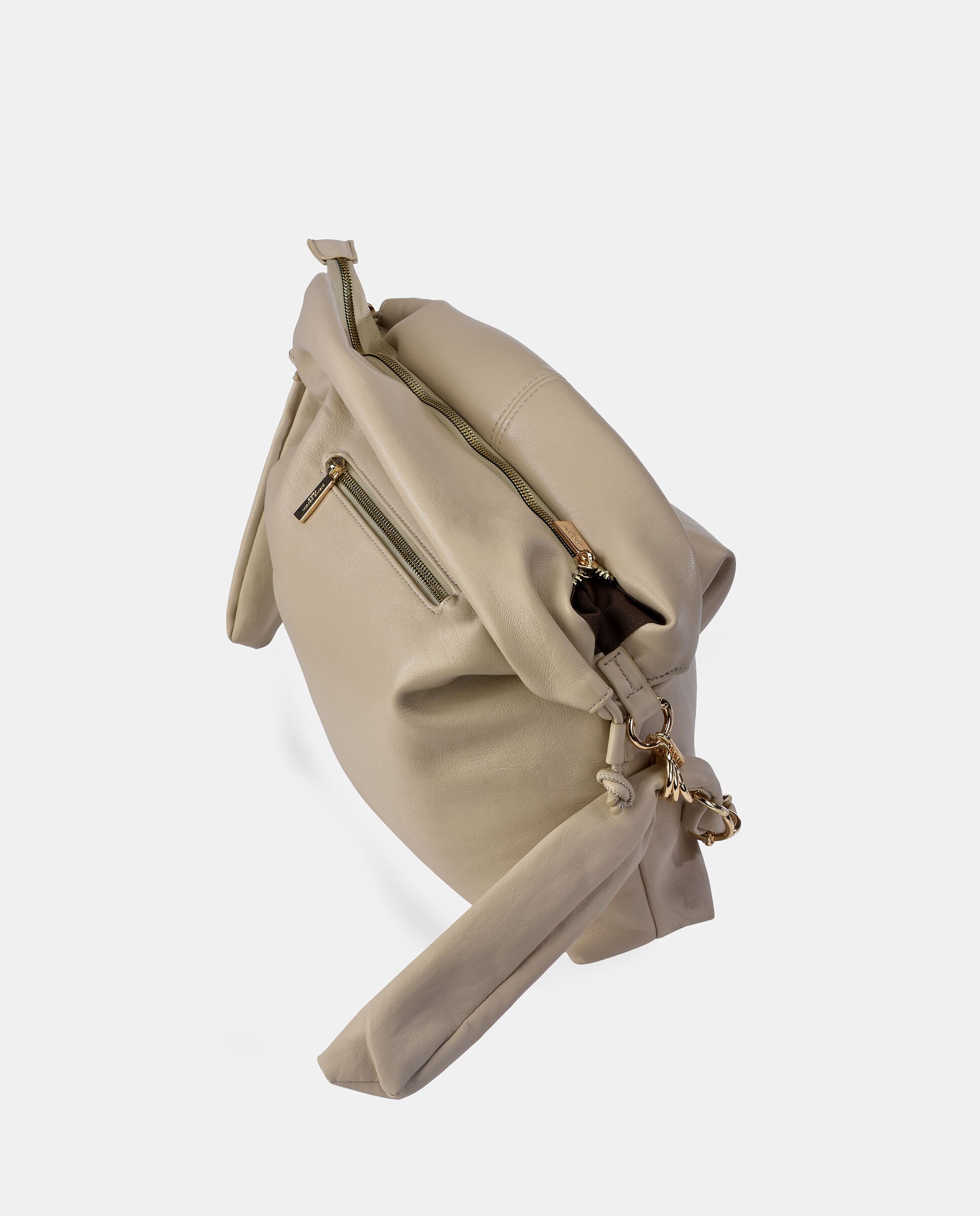 Bolso shopper Pierre Cardin en P.U. suave con asa y cadena - Beige Beige-3