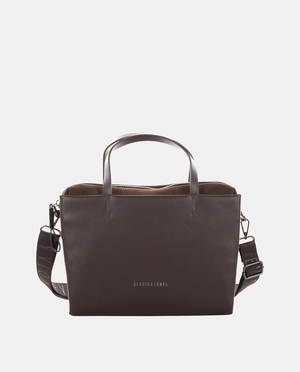 Bolso de doble asa con bandolera ajustable grande - Devota & Lomba - Marrón chocolate Marrón chocolate-1