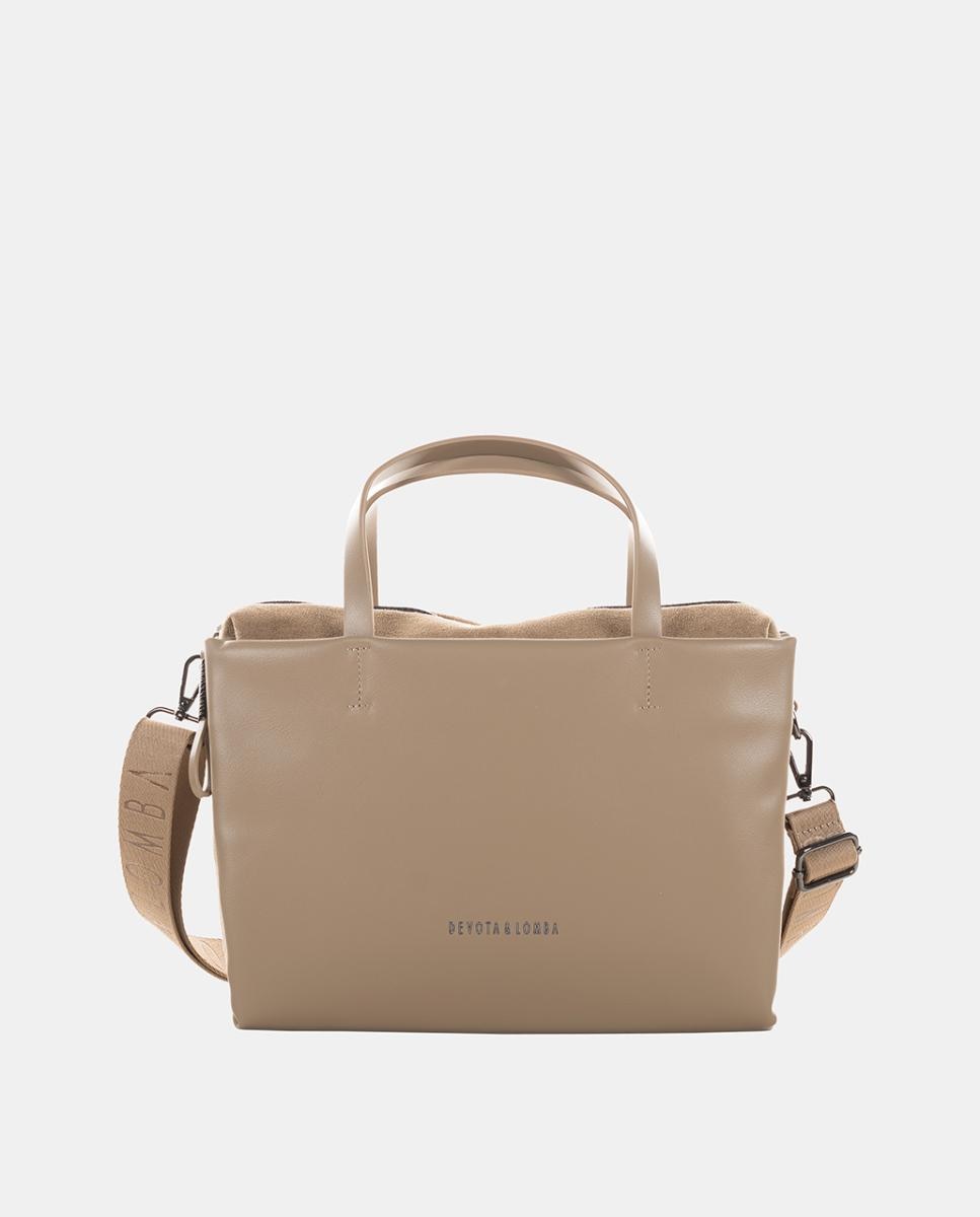 Imagen 0 de Bolso de doble asa con bandolera ajustable grande Beige