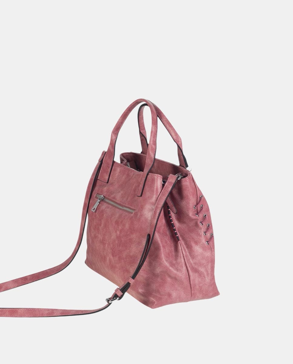 Mala de Mão Tipo Bowling Bag em PU com Acabamento de Lavagem e Detalhes a Condizer no Fole Grená-2