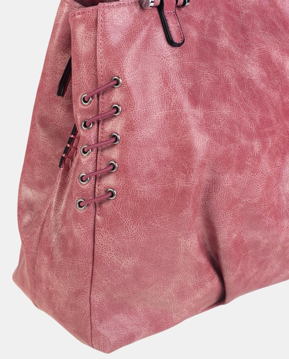 Mala de Mão Tipo Bowling Bag em PU com Acabamento de Lavagem e Detalhes a Condizer no Fole Grená-3