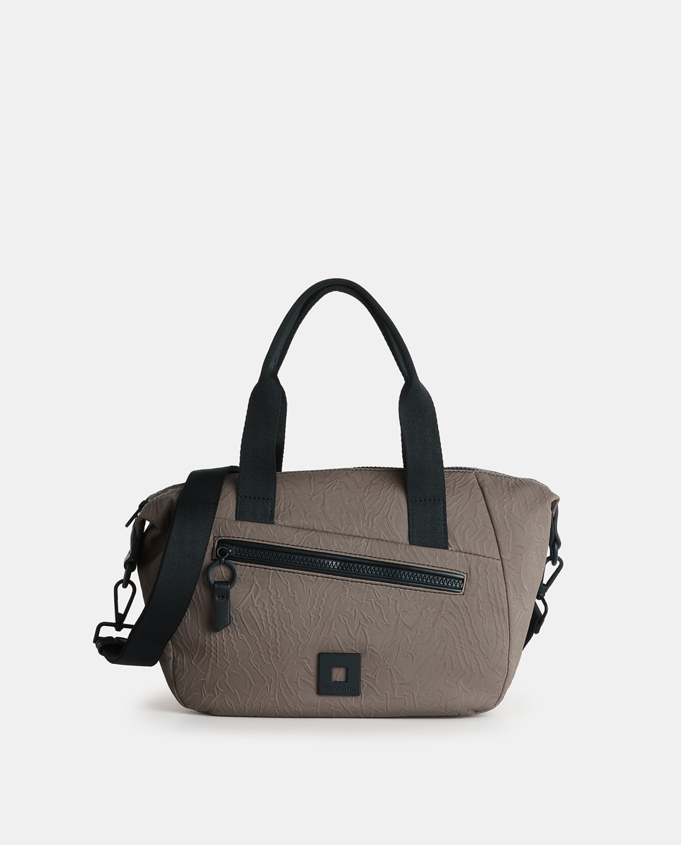 Mala Tipo Bowling com Fecho de Correr Taupe-1