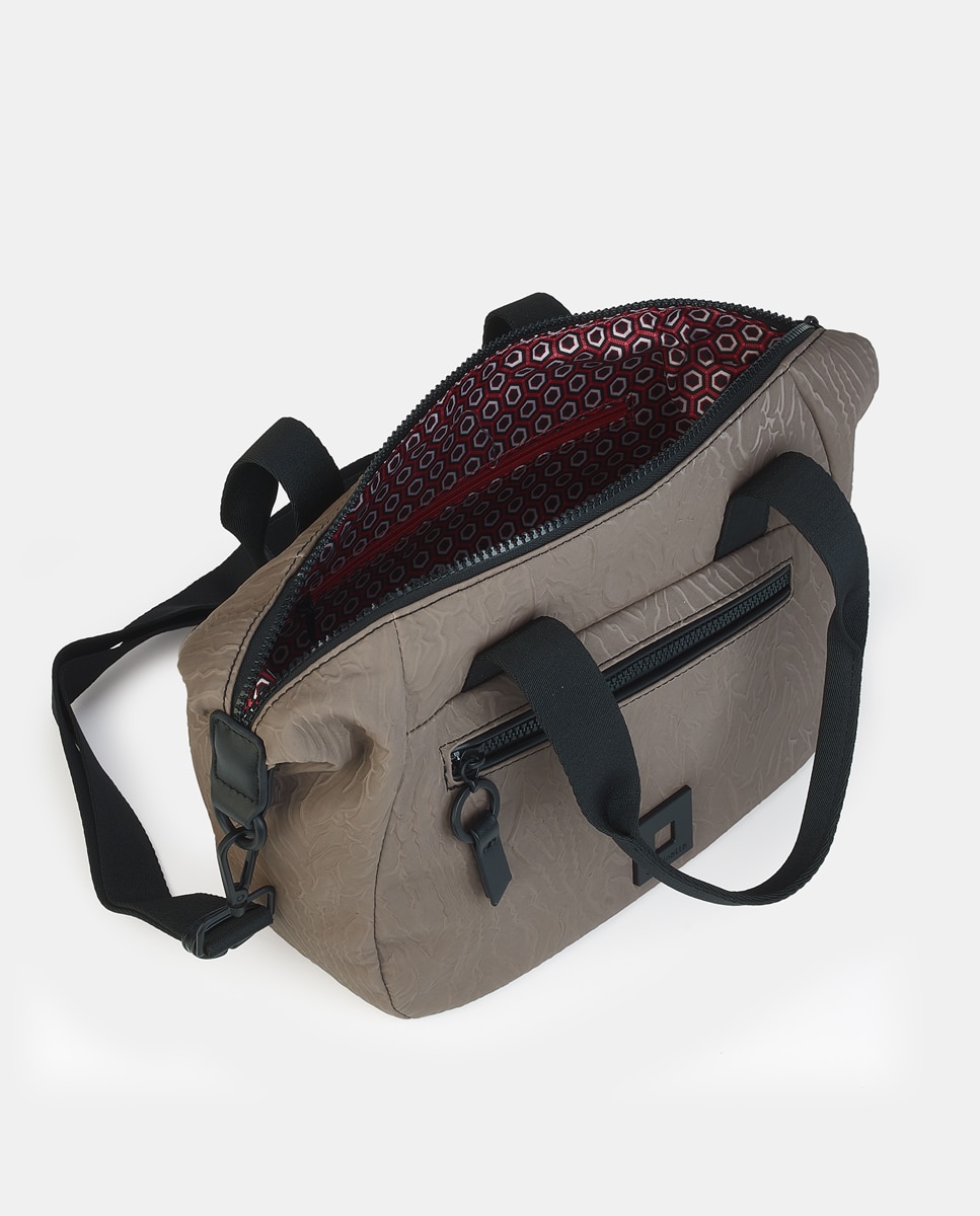 Mala Tipo Bowling com Fecho de Correr Taupe-3