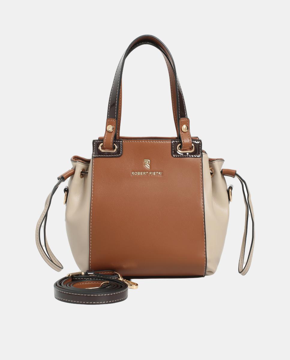 Mala Bucket de PU com Cordão Camel-1