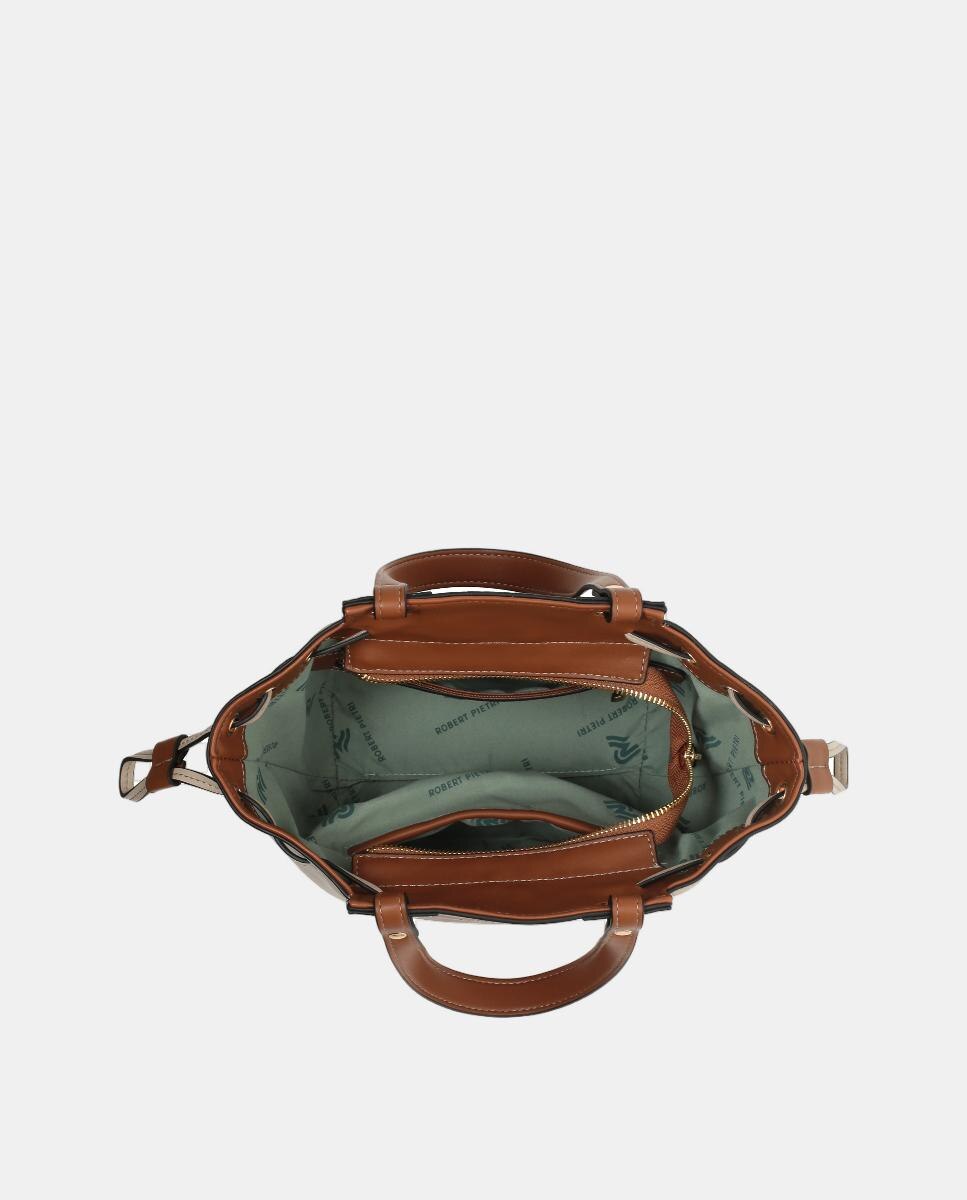 Mala Bucket de PU com Cordão Camel-3