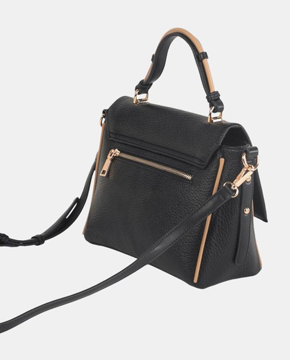 Mala de Mão Estilo Satchel com Aba Preto-2