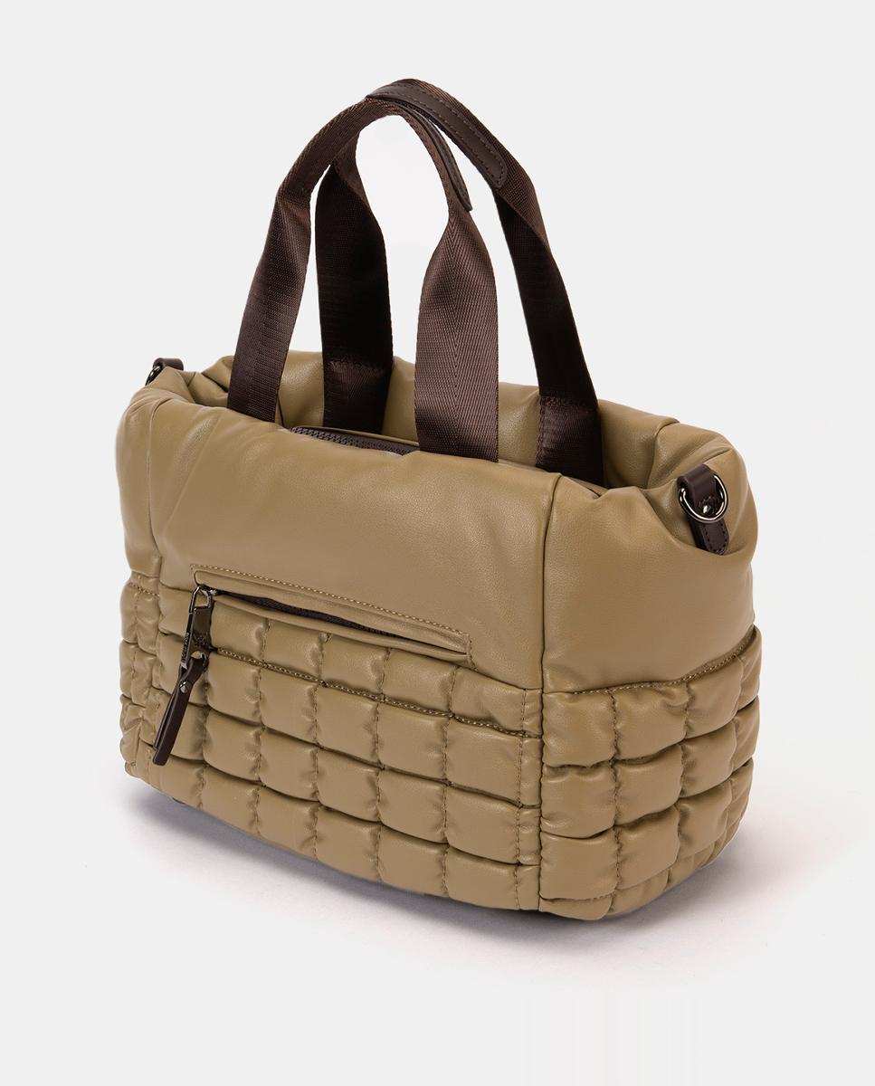 Mala Acolchoada Franzida com Alça de Mão Dupla Verde-militar-2