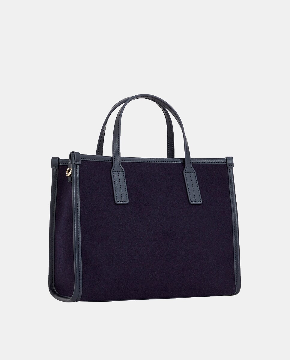 Mini Mala Tipo Tote com Acabamento Felpudo - Azul-Marinho Azul-marinho-2