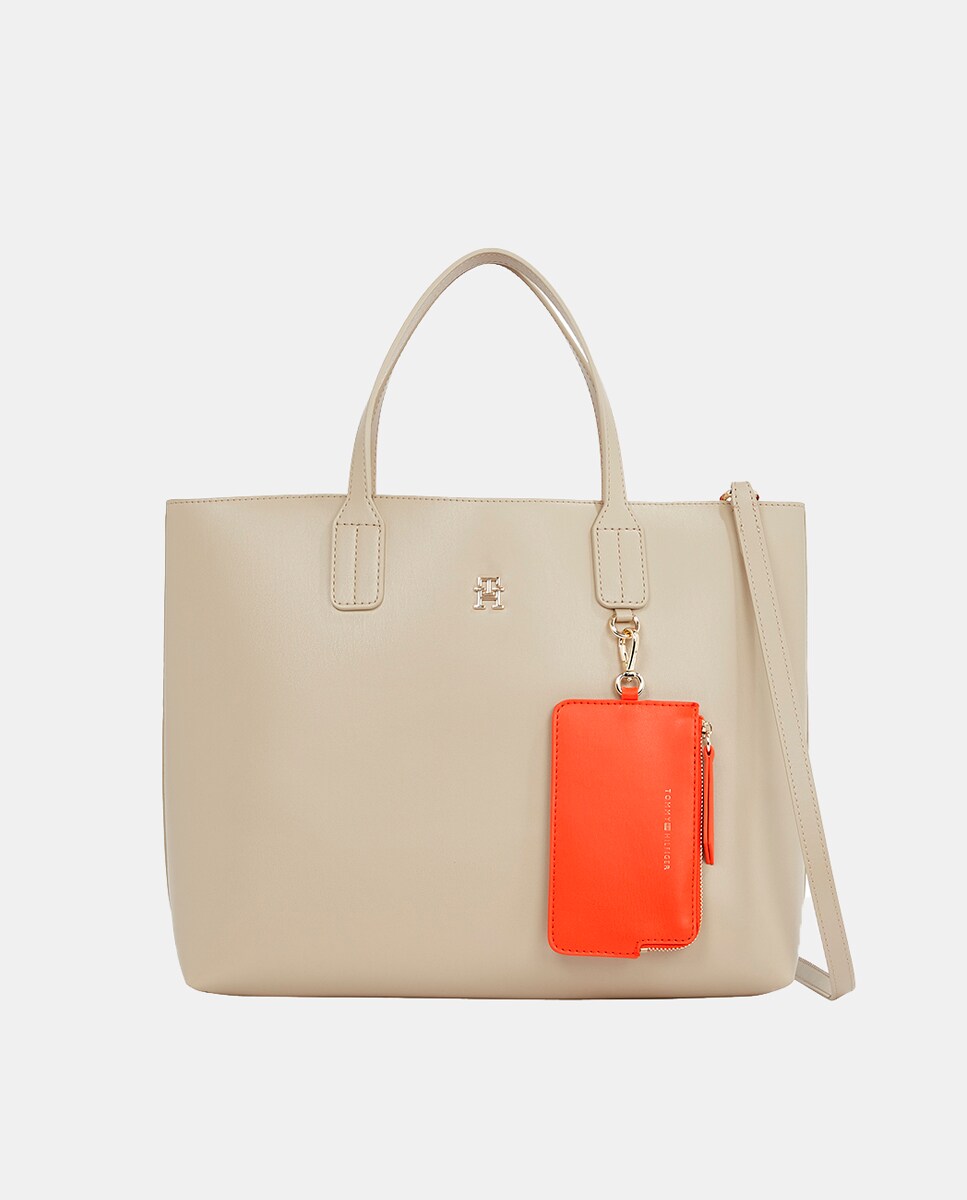 Mala Tipo Satchel com Porta-Moedas Amovível - Creme Creme-1