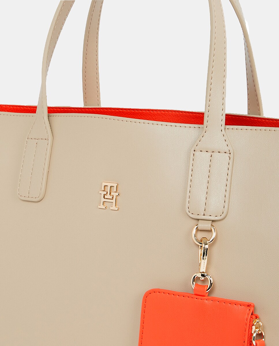 Mala Tipo Satchel com Porta-Moedas Amovível - Creme Creme-3