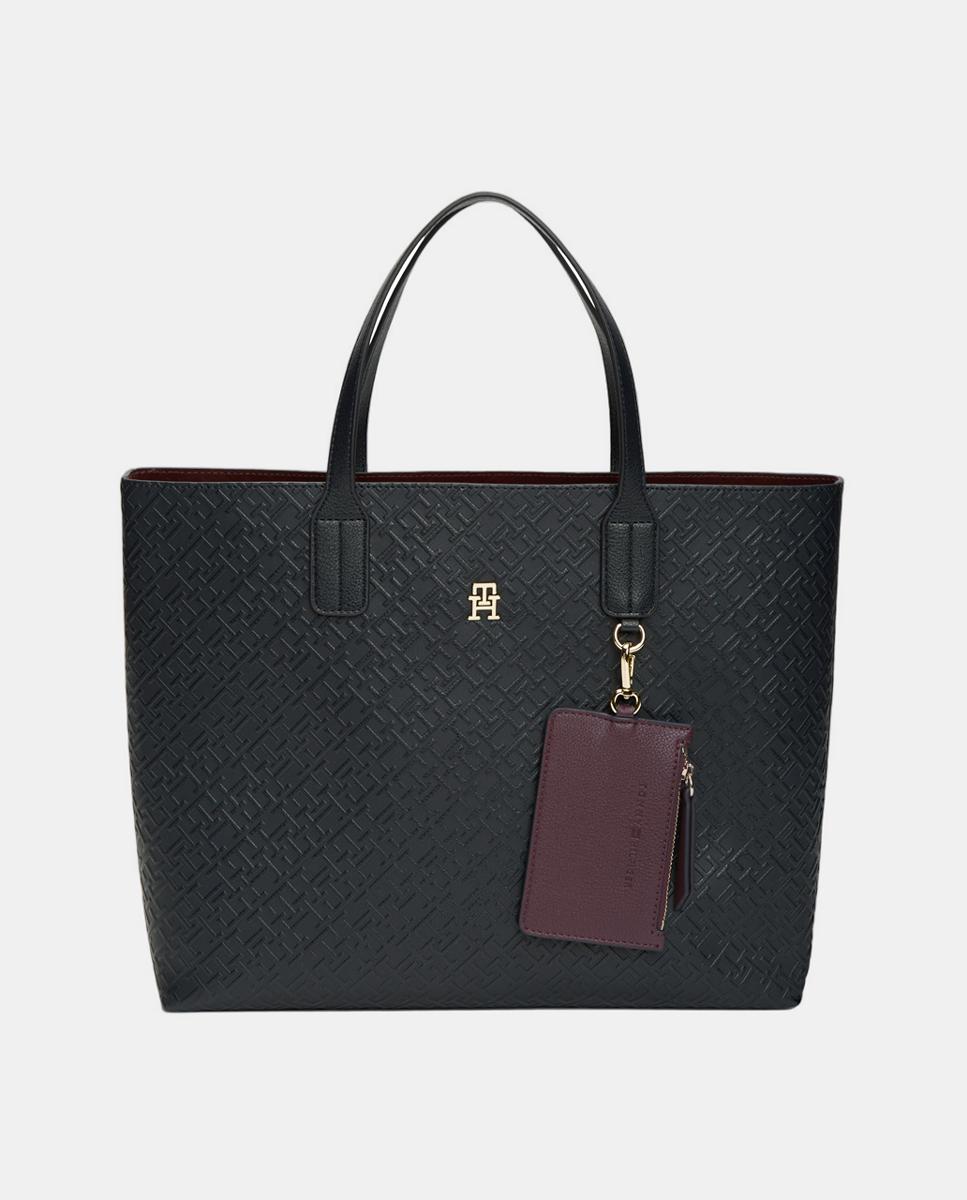 Mala Estilo Satchel com Estampado de Monograma - Azul-Marinho Azul-marinho-1