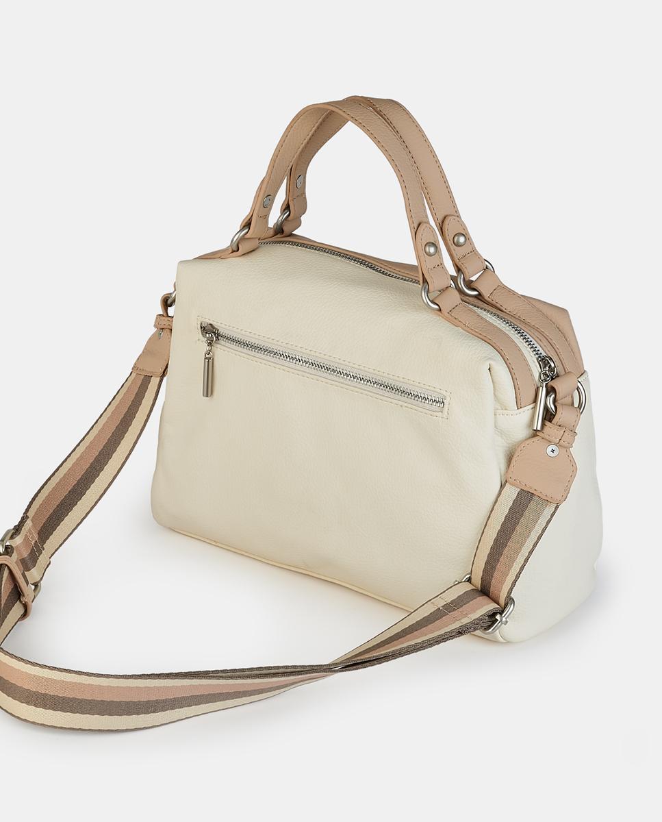 Mala Tipo Bowling com Fecho de Correr Bege-2