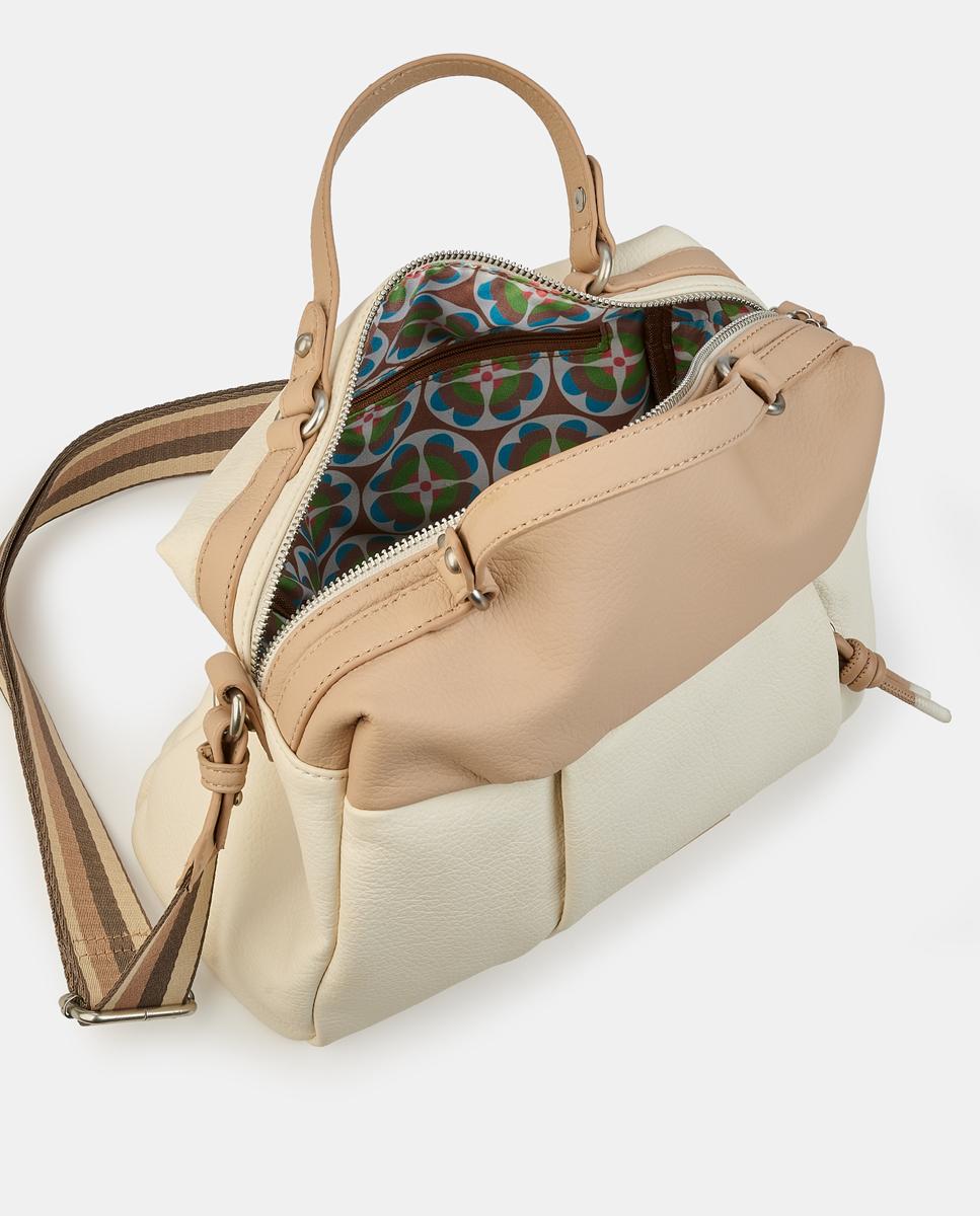 Mala Tipo Bowling com Fecho de Correr Bege-3