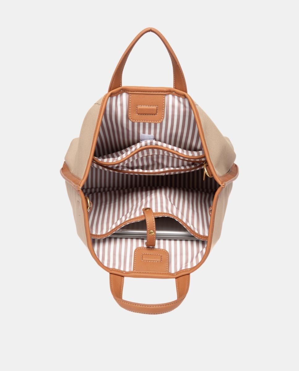 Bolso de mano estilo shopper con pompones - Abbacino - Camel Camel-6