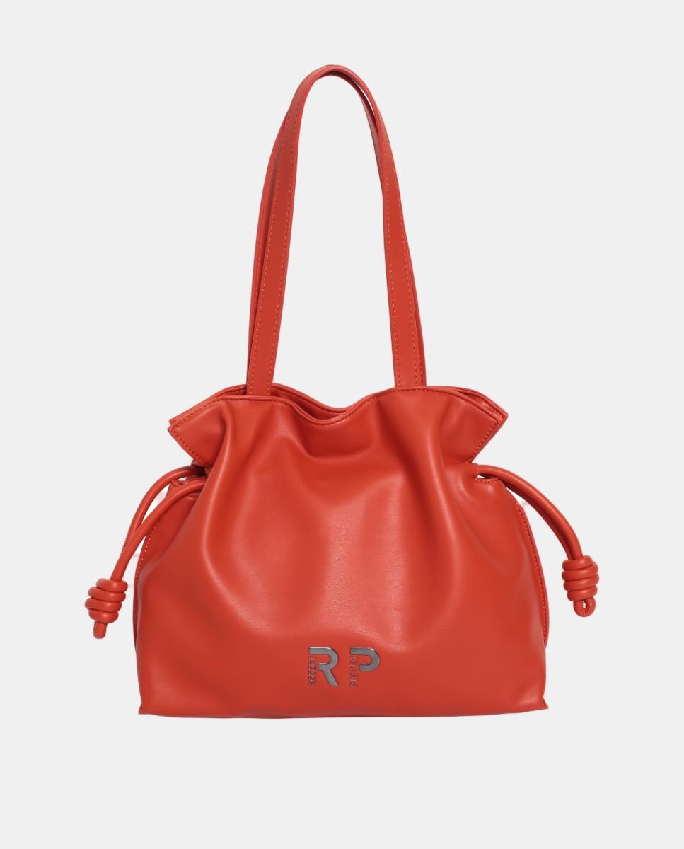 Imagem 0 de Mala Bucket em PU e Napa com Franzido