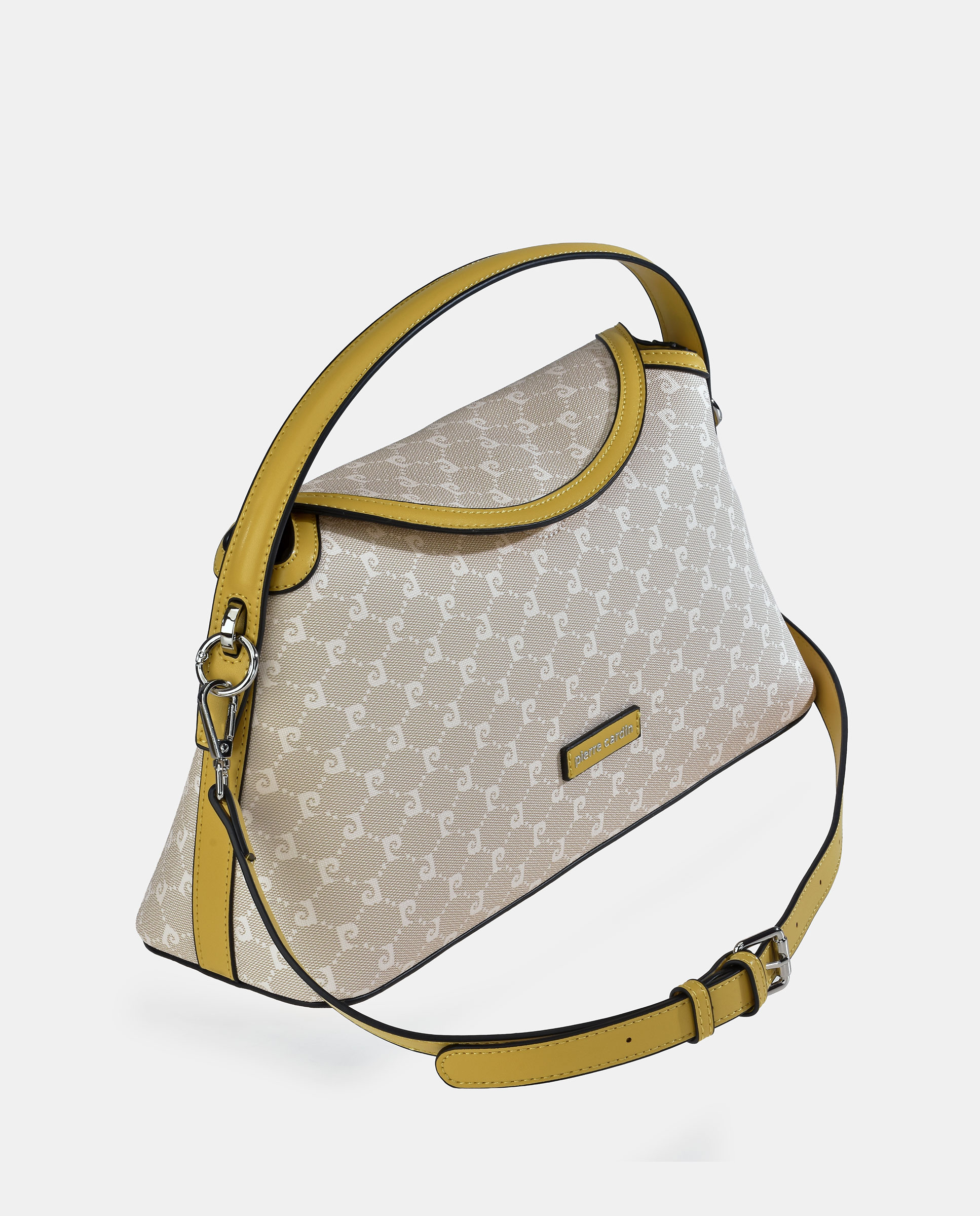 Mala Hobo com Alça Dupla Comprida em Lona P.U. e Logótipo Amarelo-2