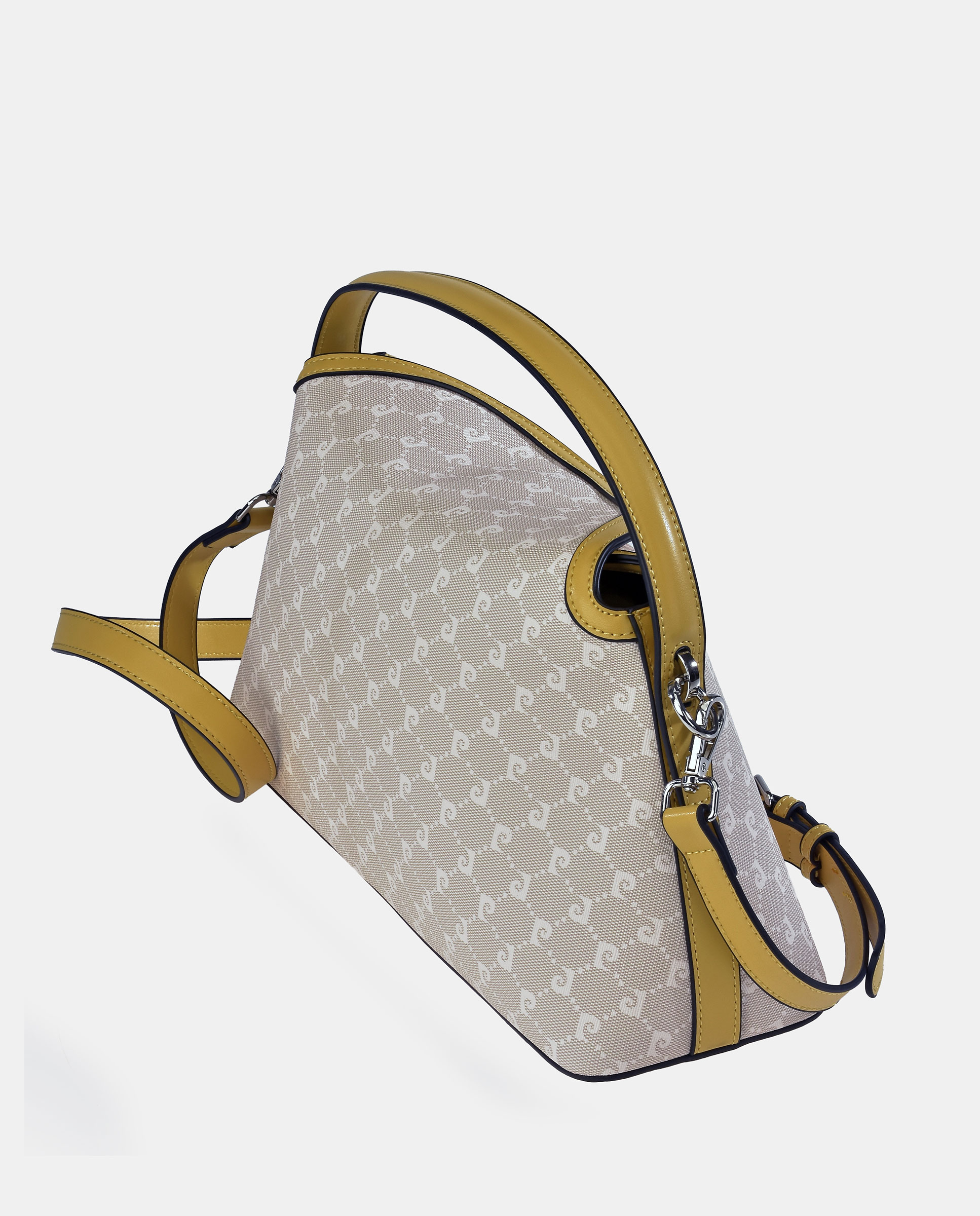 Mala Hobo com Alça Dupla Comprida em Lona P.U. e Logótipo Amarelo-3