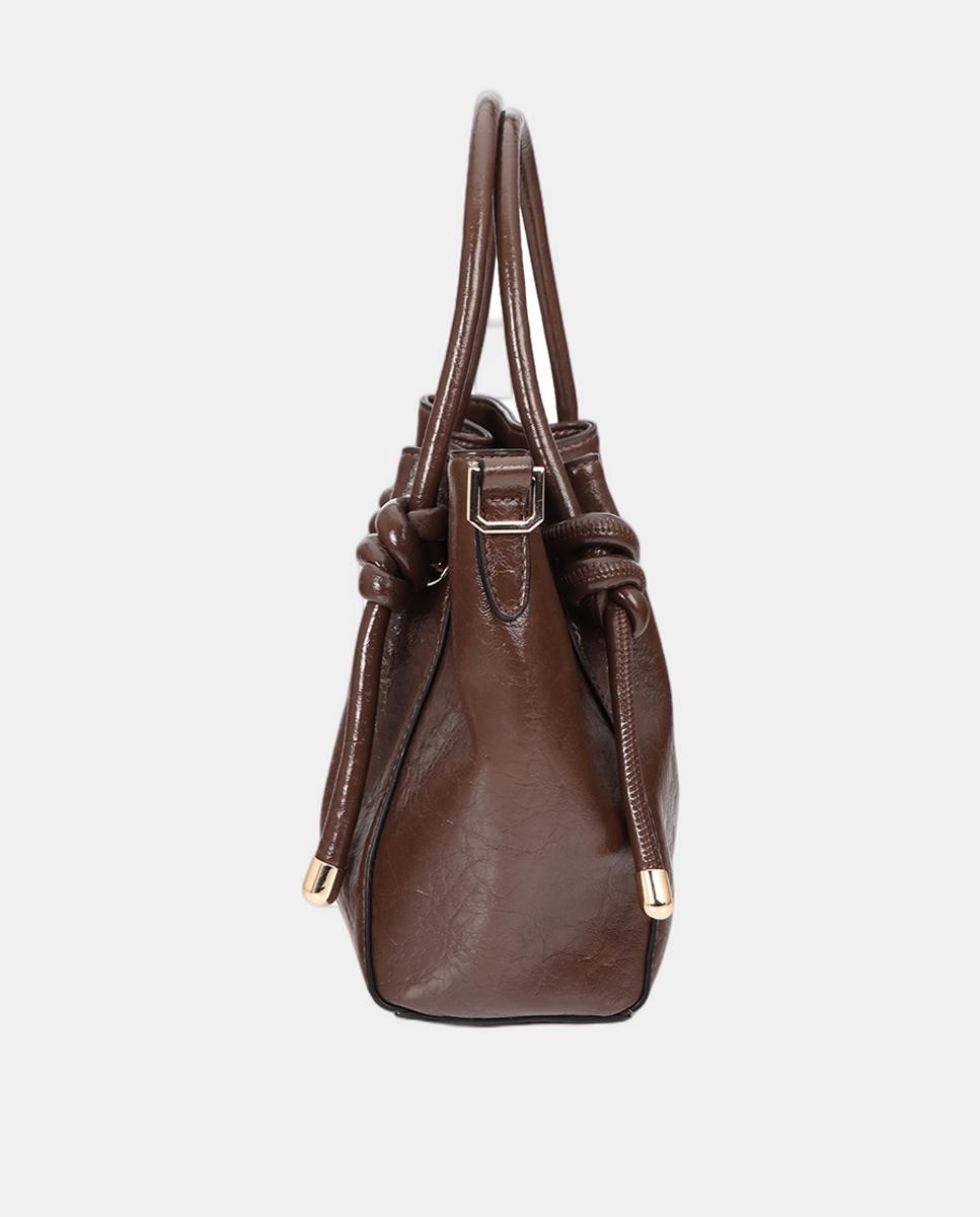 Bolso cruzado con detalle de tubo - Lola Casademunt - Marrón Marrón-3