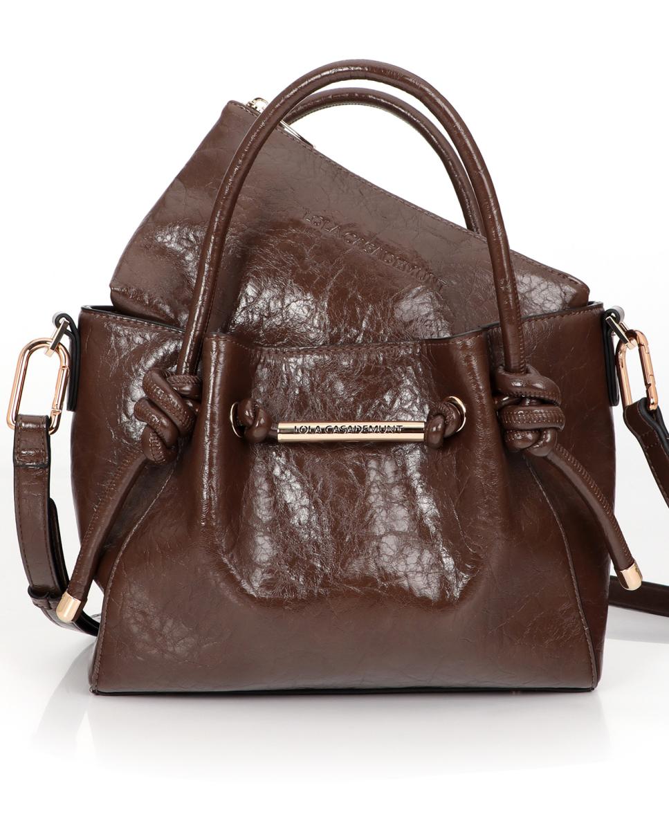 Bolso cruzado con detalle de tubo - Lola Casademunt - Marrón Marrón-5