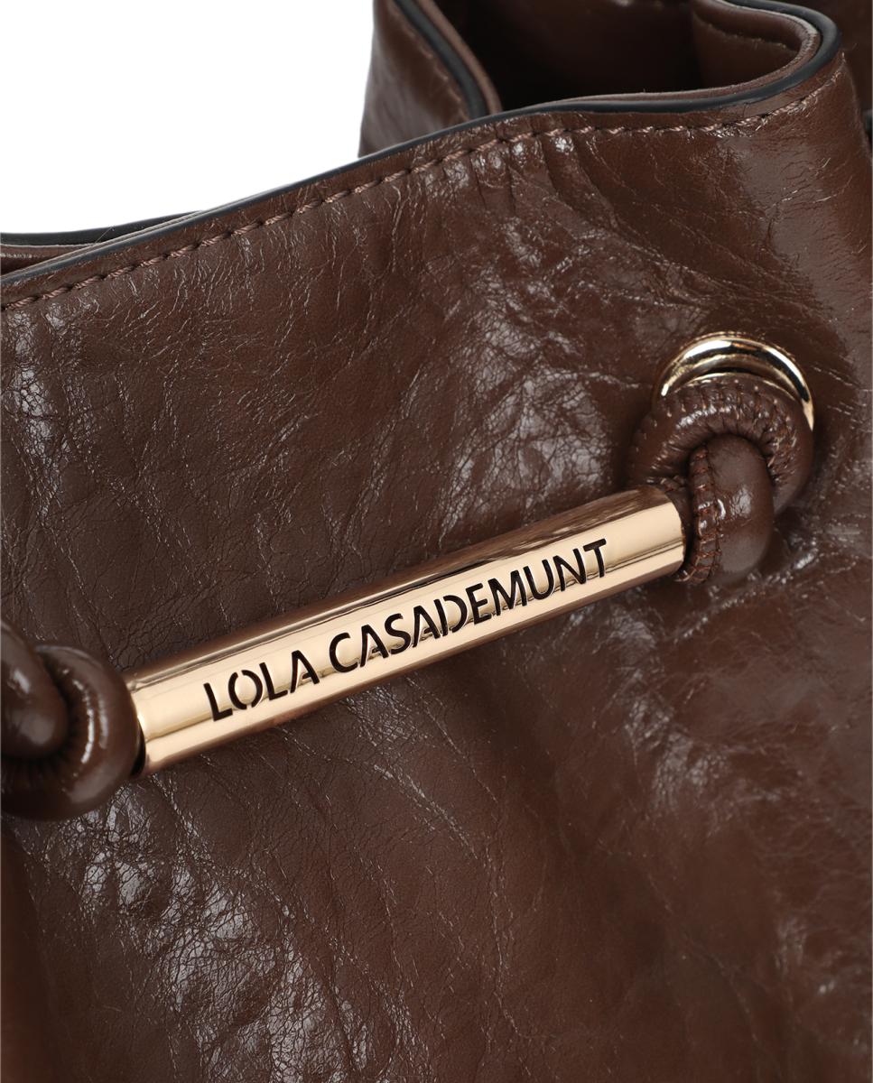 Bolso cruzado con detalle de tubo - Lola Casademunt - Marrón Marrón-6