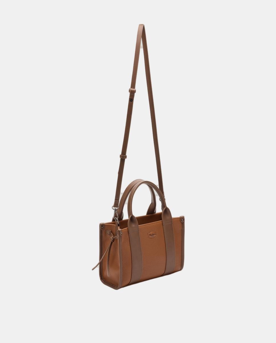 Mala Shopper Retangular Tamanho Pequeno com Fecho de Correr Couro-3