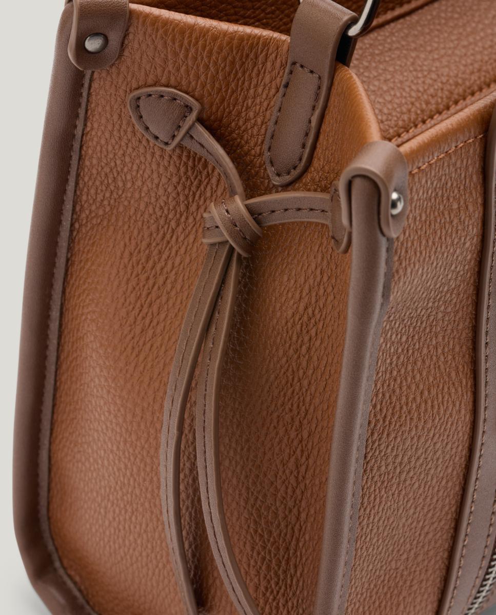 Mala Shopper Retangular Tamanho Pequeno com Fecho de Correr Couro-5