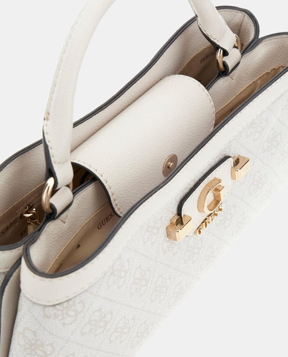 Bolso de mano con cierre cremallera - Guess - Blanco Blanco-4