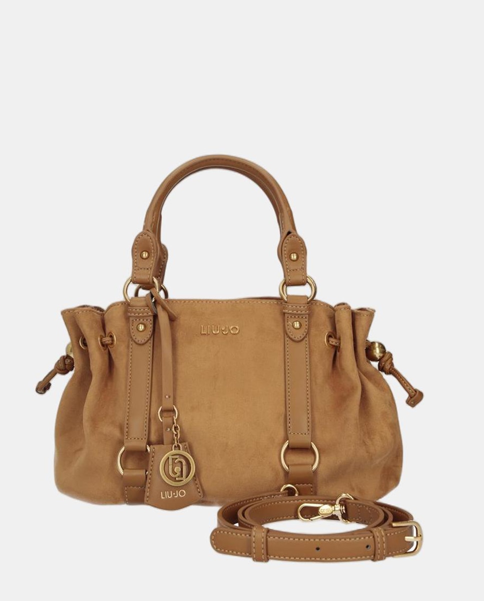 Imagem 0 de Mala Shopper de Camurcina com Detalhe de Franzidos e Alça Dupla
