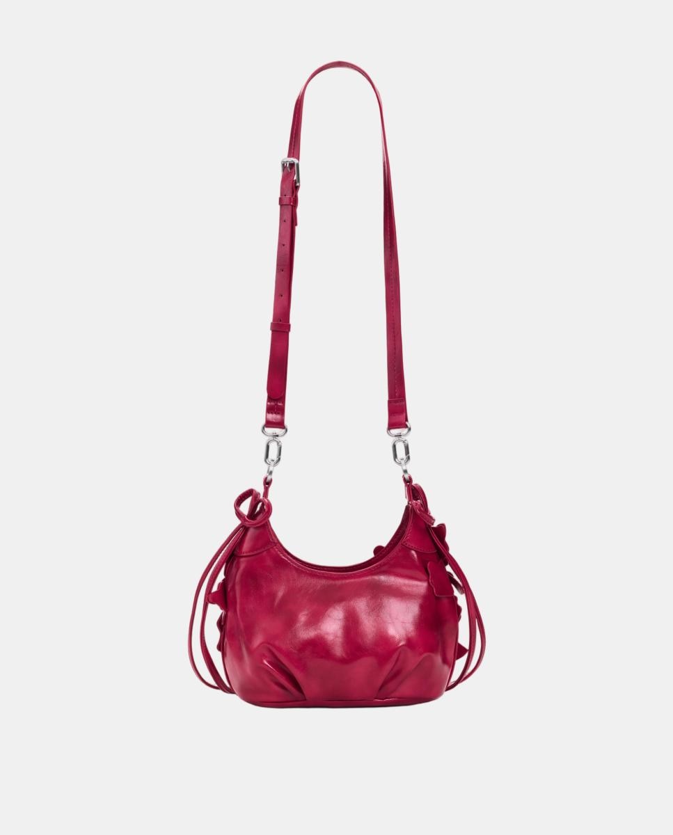 Mala Acolchoada Pequena com Aplique Floral Rosa-3