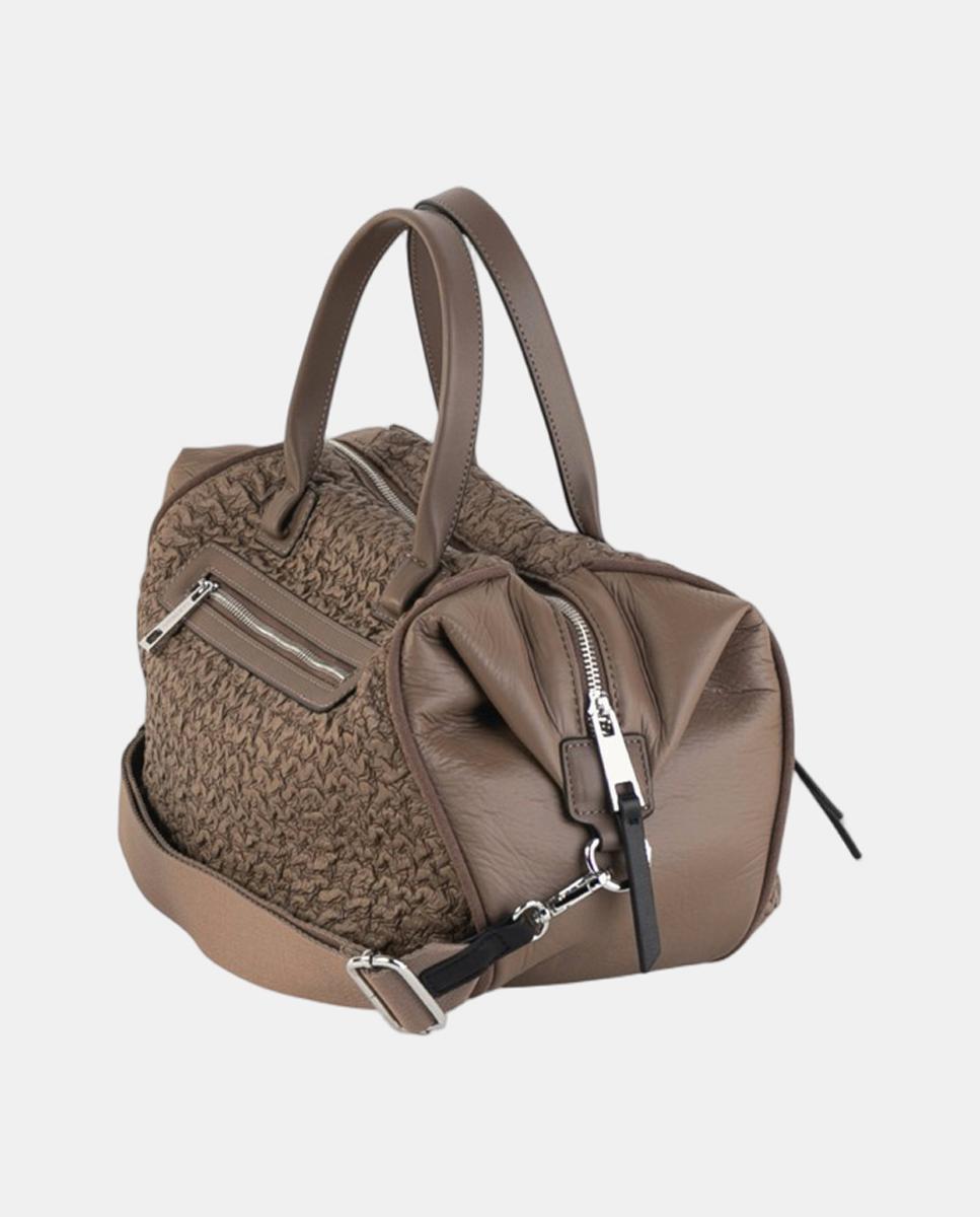 Bolso Bowling mediano efecto piel con diseño texturizado y asa bandolera - Volum - Marrón Marrón-2