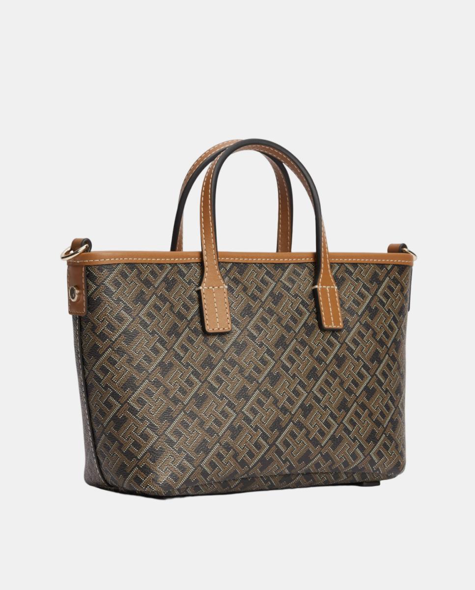 Mala Tipo tote Mini com Estampado de Monograma Castanho-2