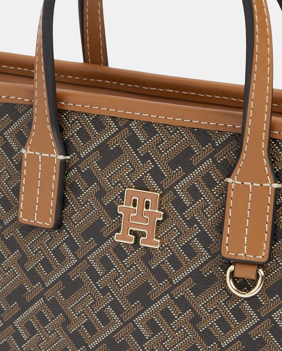 Mala Tipo tote Mini com Estampado de Monograma Castanho-4