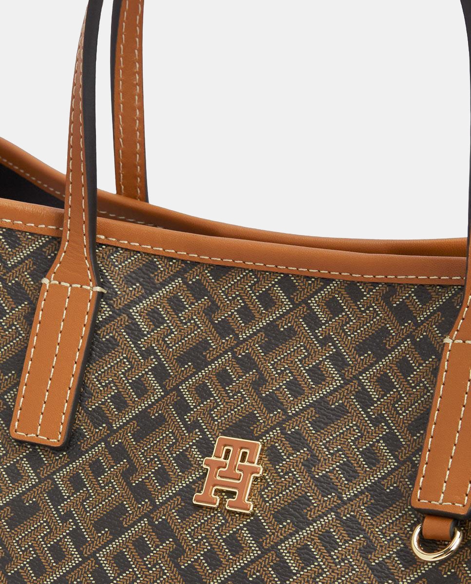 Mala Estilo Satchel com Estampado de Monograma Castanho-3