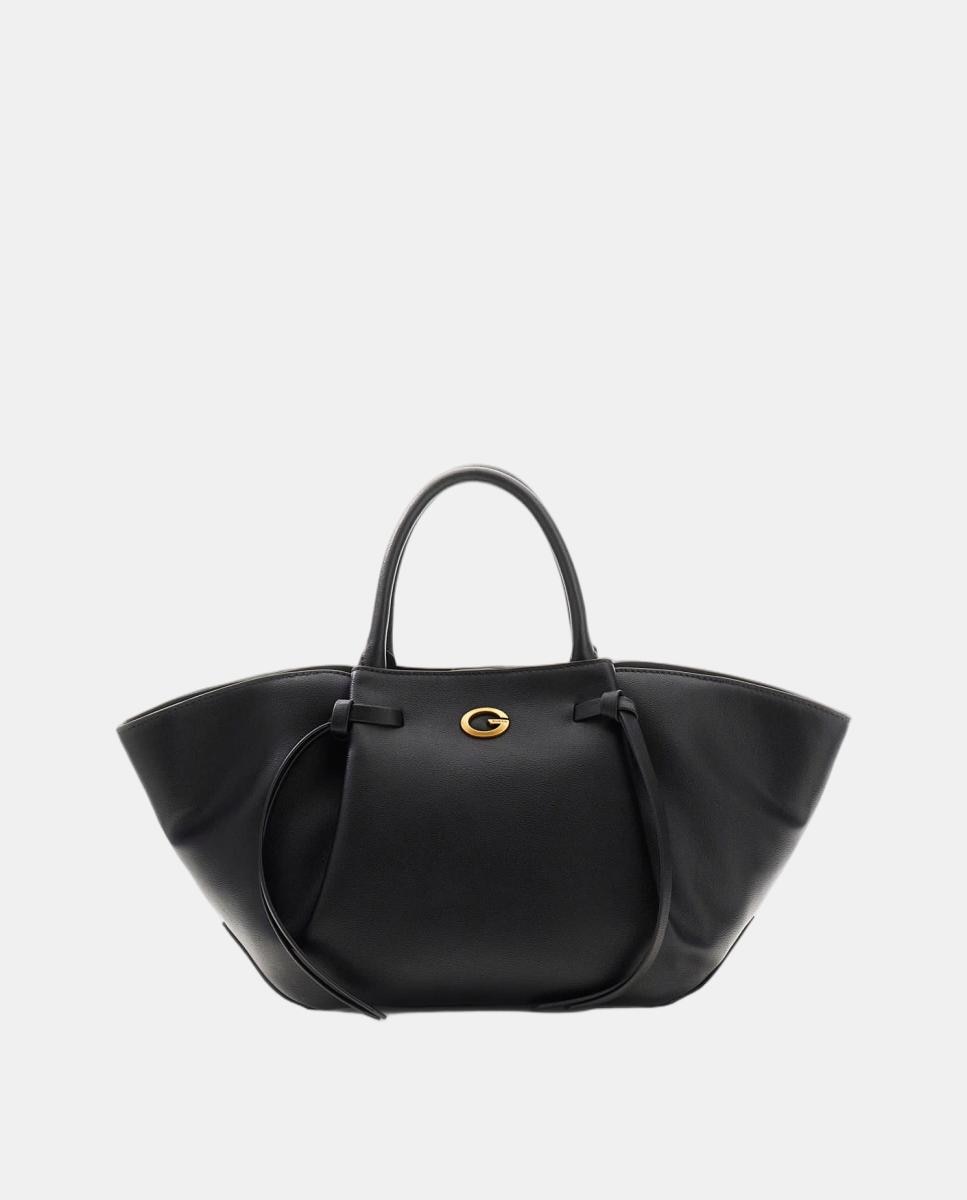 Imagen 0 de Bolso shopper con asas cortas y cierre metálico Negro
