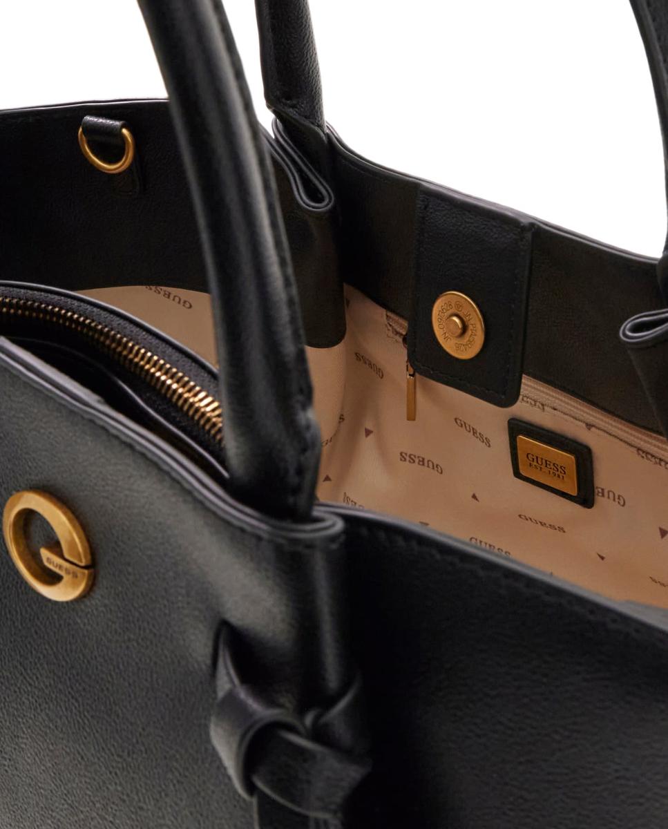 Bolso shopper con asas cortas y cierre metálico - Guess - Negro Negro-6