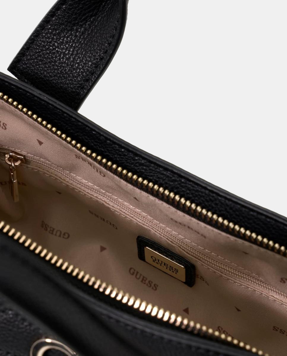 Mala Tipo Satchel com Alça Dupla e Alça de Tiracolo Amovível Preto-3