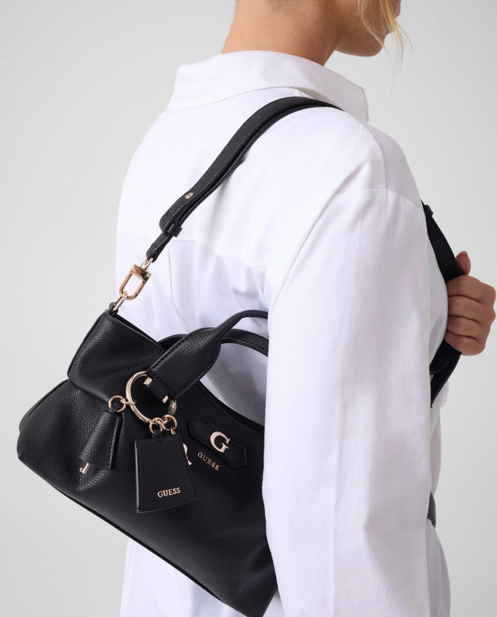 Mala Tipo Satchel com Alça Dupla e Alça de Tiracolo Amovível Preto-7