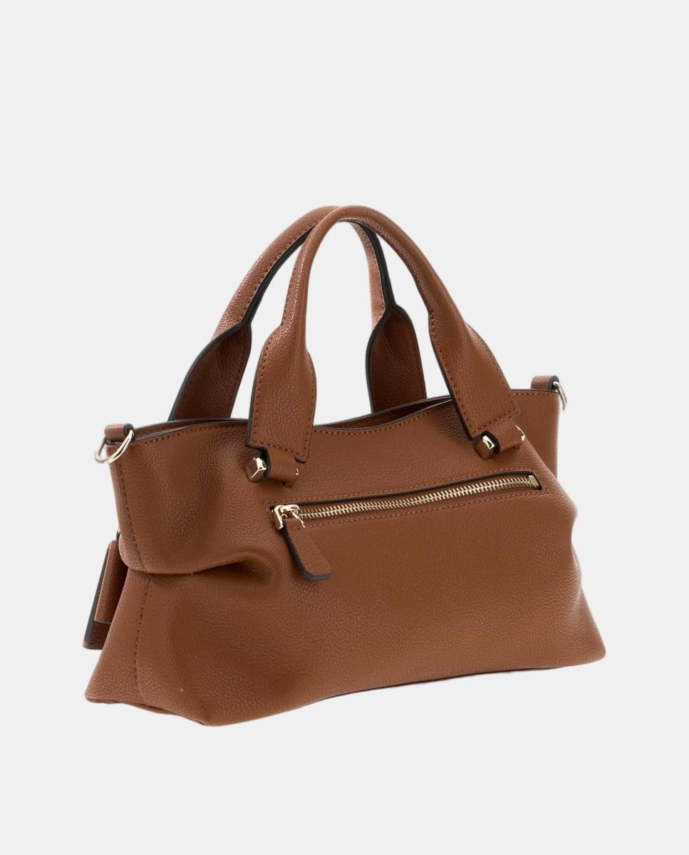 Mala Tipo Satchel com Alça Dupla e Alça de Tiracolo Amovível Castanho-3