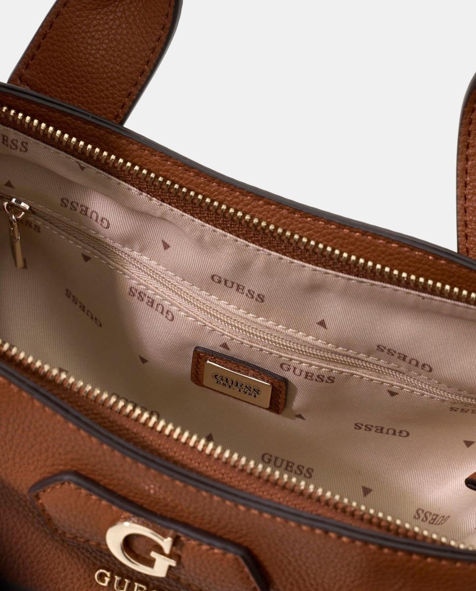 Mala Tipo Satchel com Alça Dupla e Alça de Tiracolo Amovível Castanho-5
