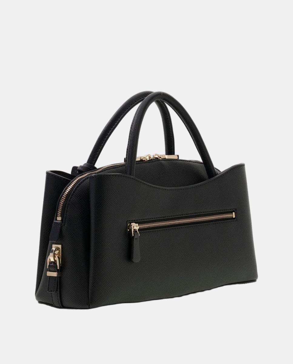 Mala Tipo Satchel Estruturada com Alça Dupla e Alça de Tiracolo Preto-2