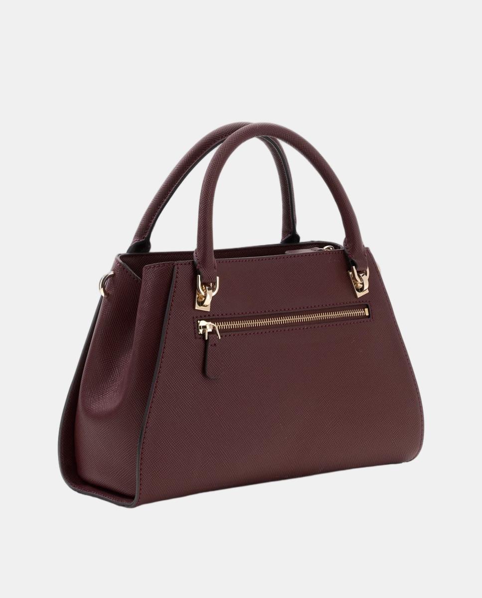 Mala Satchel Tricolor com Alça Dupla e Alça de Tiracolo Grená-2