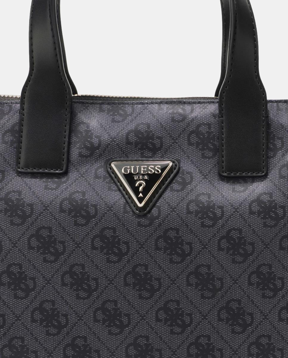 Mala de Mão com Alça Dupla e Estampado Integral Cinzento-2
