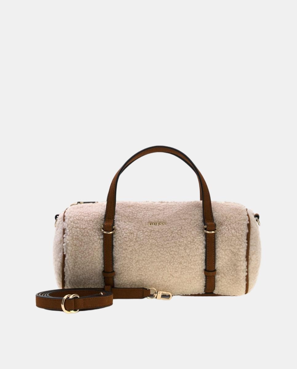 Imagem 0 de Mala Crossbody com Alça Ajustável e Detalhe de Efeito de Pelo de Borrego