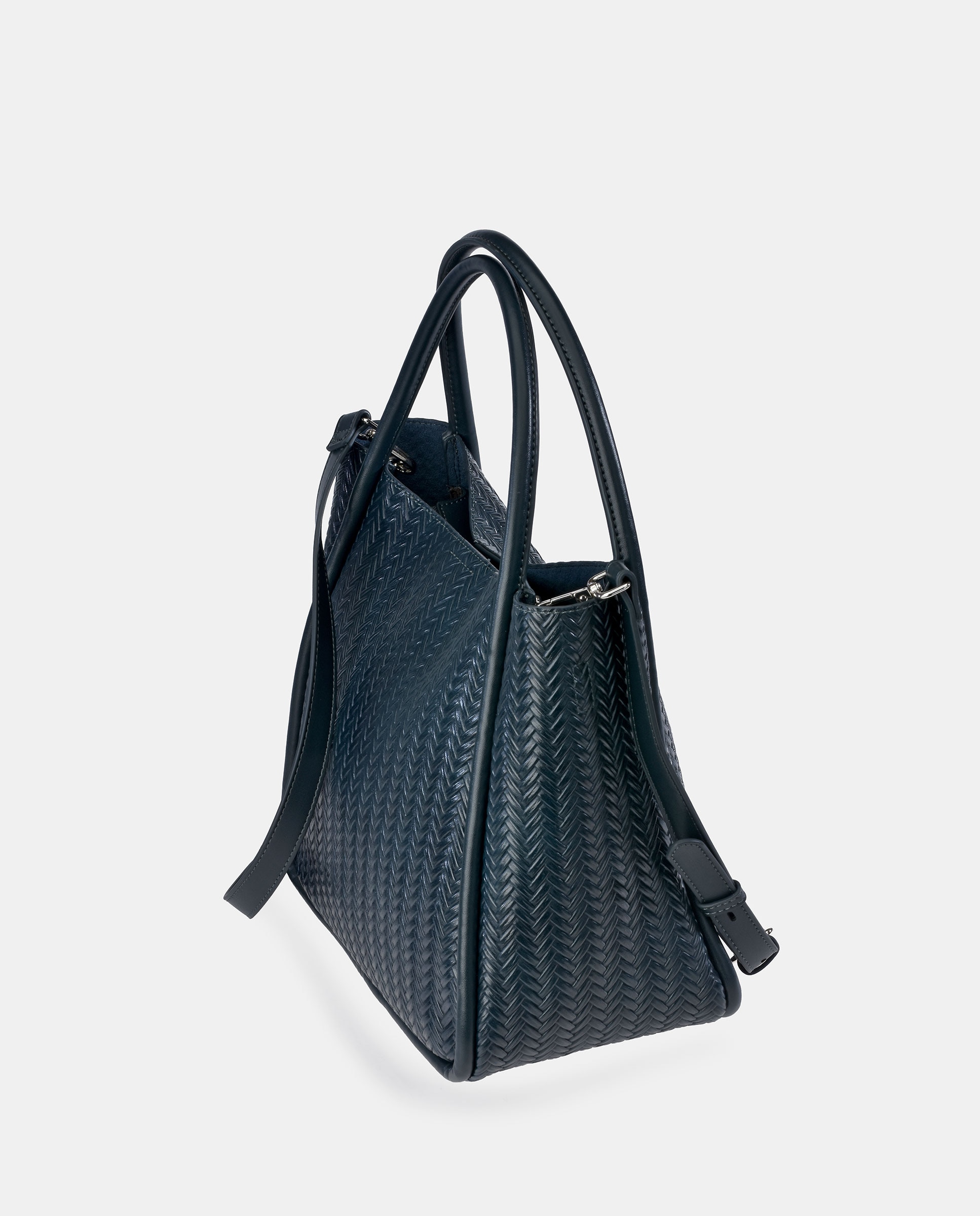 Bolso shopper Pierre Cardin en P.U. grabado trenzado - Azul Azul-3