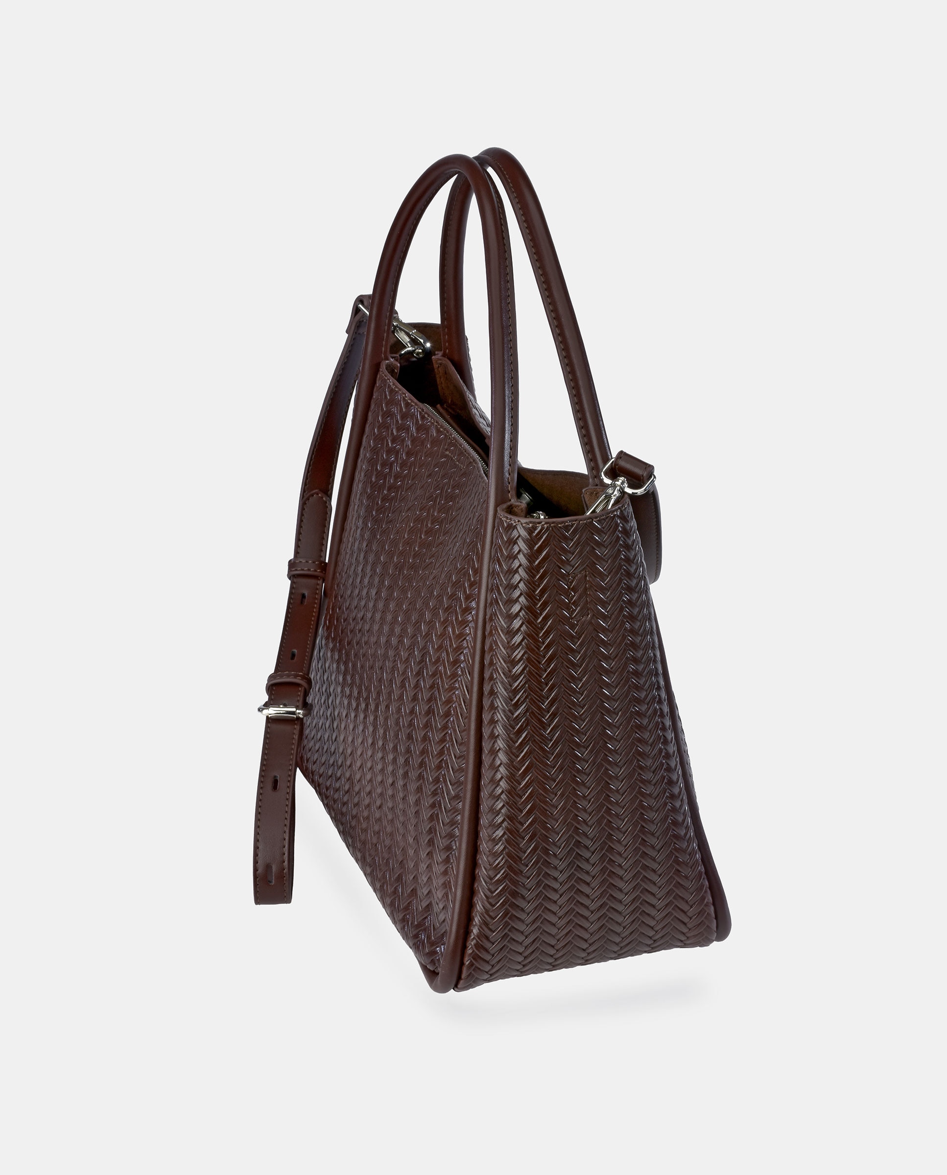 Bolso shopper Pierre Cardin en P.U. grabado trenzado - Marrón Marrón-3