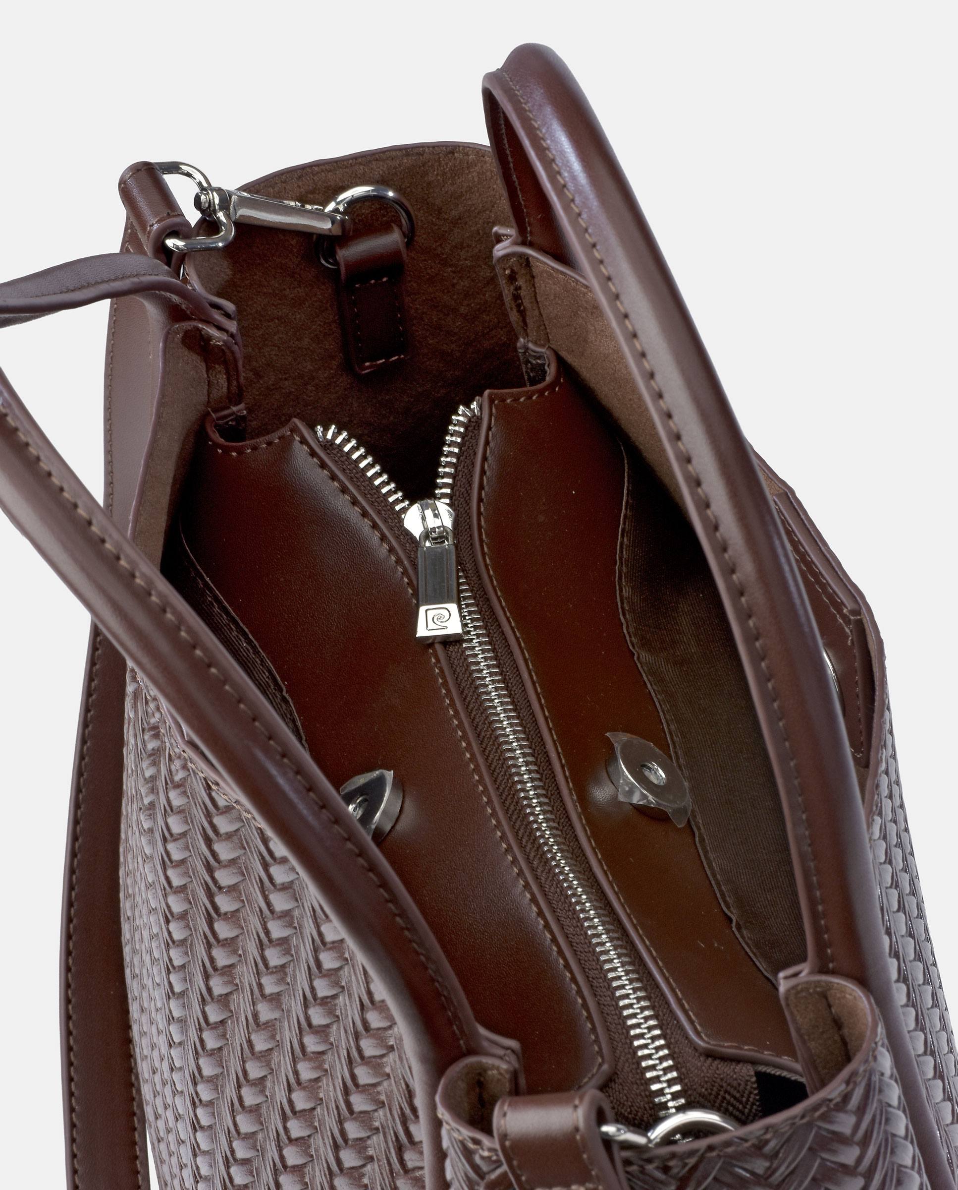 Bolso shopper Pierre Cardin en P.U. grabado trenzado - Marrón Marrón-4